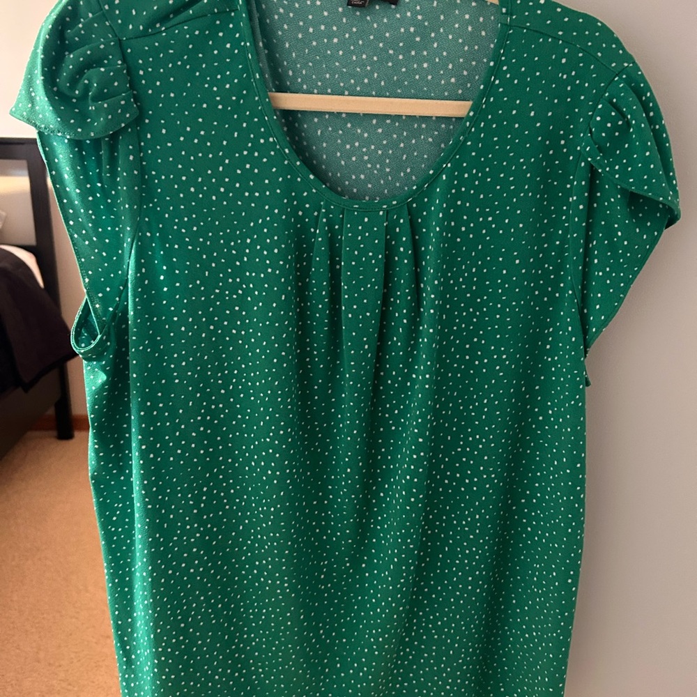 Adrianna Papell Green Dotted Blouse